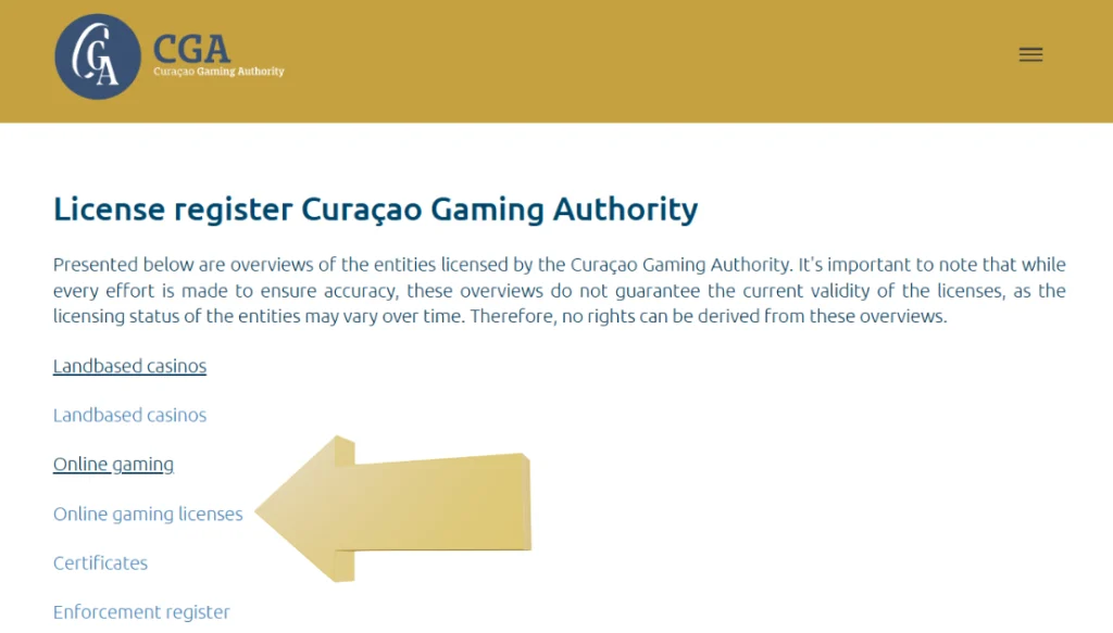 Online gaming licences - CGA
